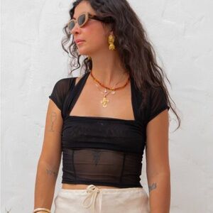 Vrg Grl (Verge Girl) Black Mesh Crop Top